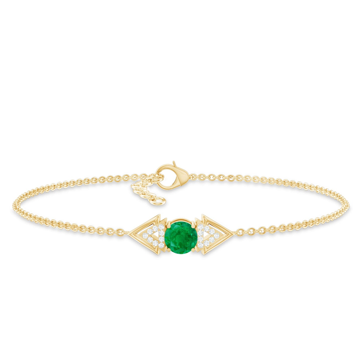 Genuine Emerald and Diamond Chain Bracelet For Her