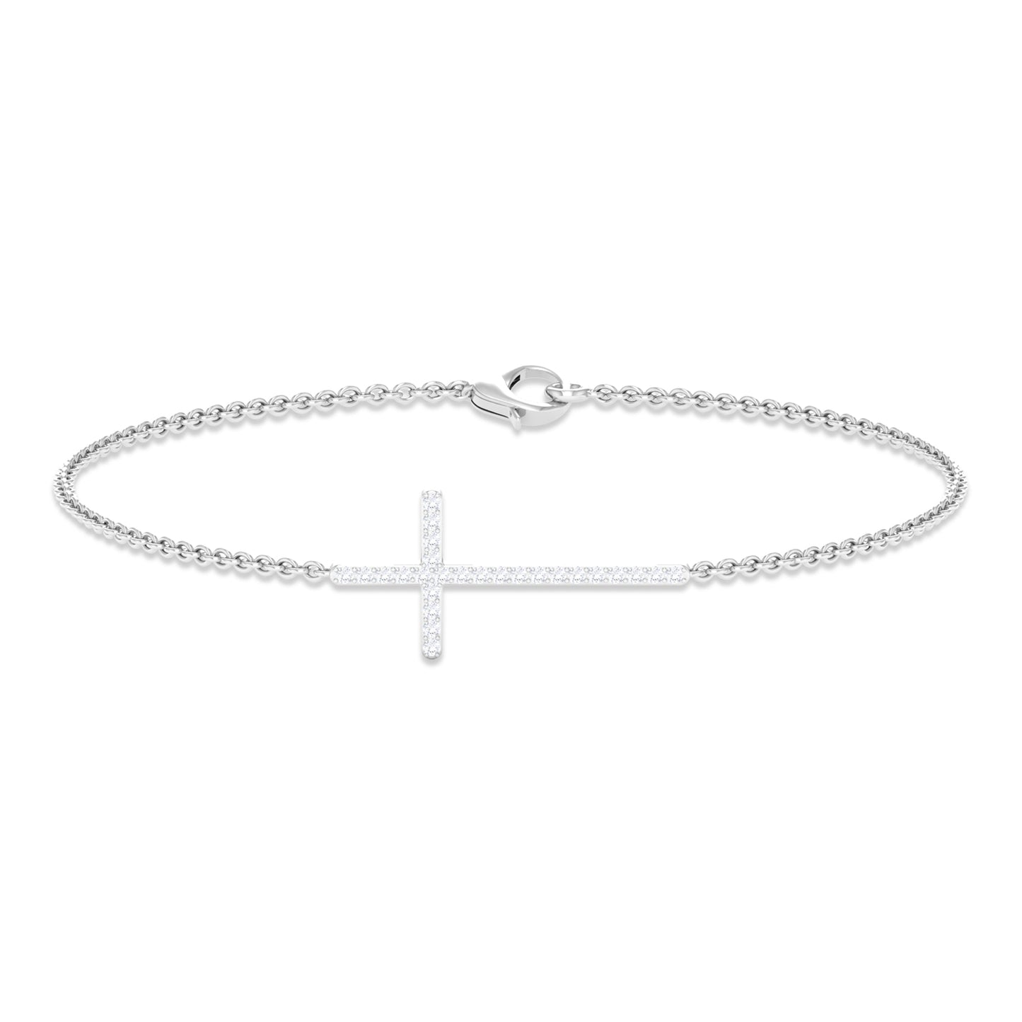Certified Diamond Sideway Cross Bracelet