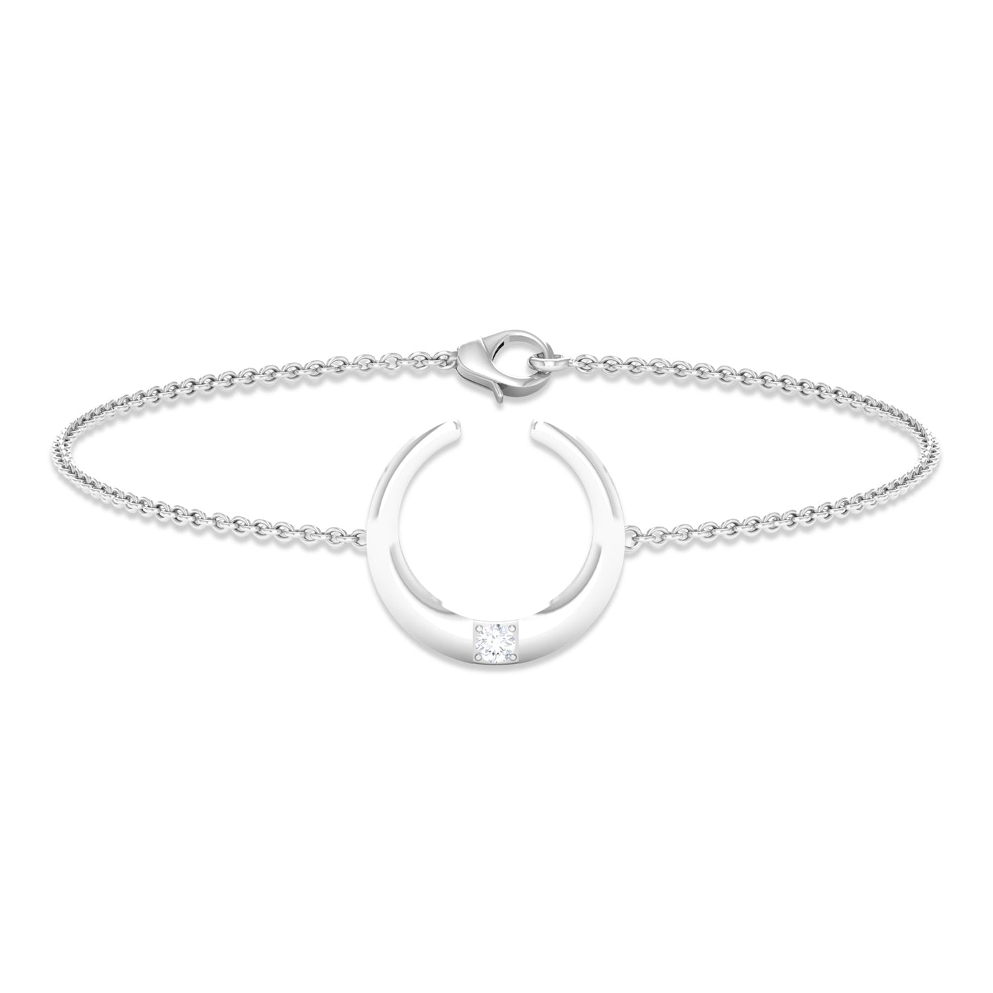 Certified Diamond Moon Chain Bracelet