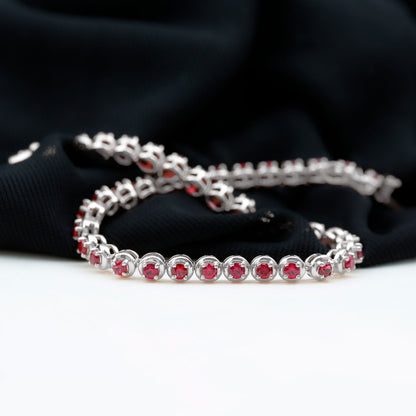 Certified Lab Grown Ruby Tennis Bracelet for Women