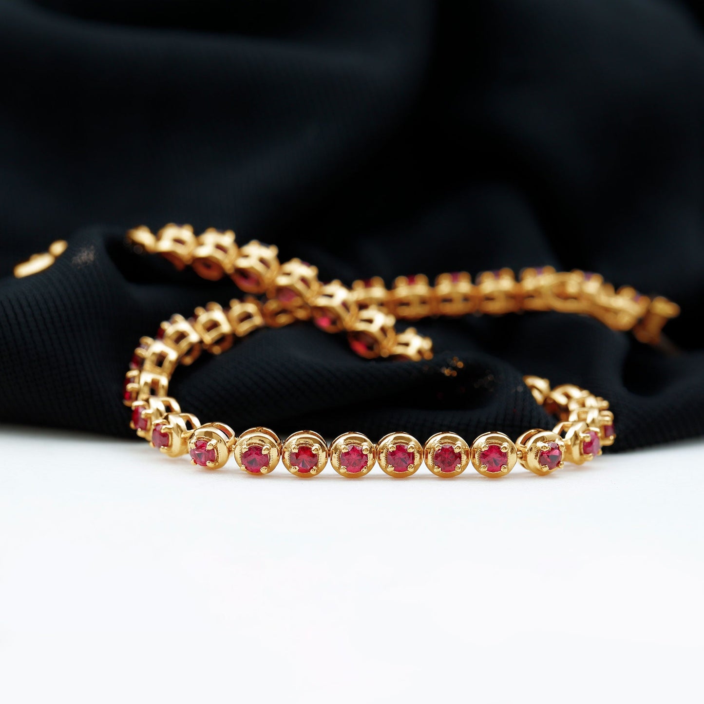 Certified Lab Grown Ruby Tennis Bracelet for Women