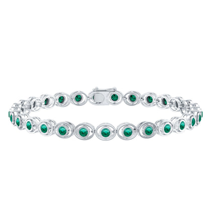 Lab Created Emerald Tennis Bracelet in Bezel Setting
