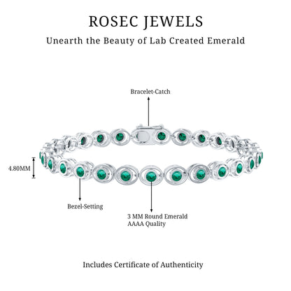 Lab Created Emerald Tennis Bracelet in Bezel Setting