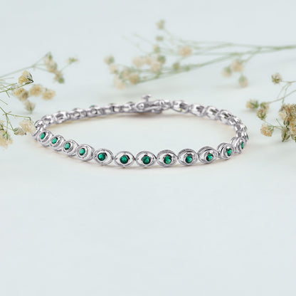 Lab Created Emerald Tennis Bracelet in Bezel Setting