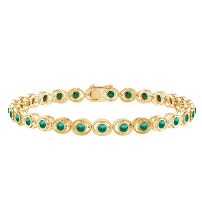 Lab Created Emerald Tennis Bracelet in Bezel Setting
