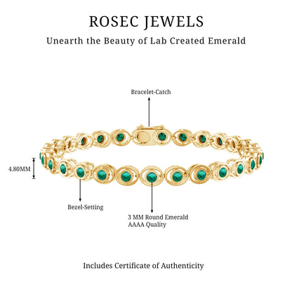 Lab Created Emerald Tennis Bracelet in Bezel Setting