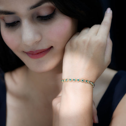 Lab Created Emerald Tennis Bracelet in Bezel Setting