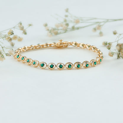 Lab Created Emerald Tennis Bracelet in Bezel Setting