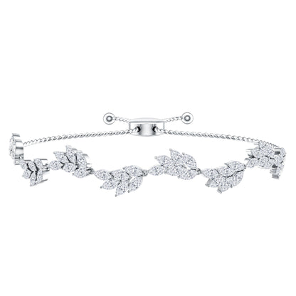 Leaf Bolo Bracelet with Marquise Cut Moissanite