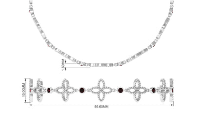 Genuine Garnet Flower Bracelet with Bolo Chain