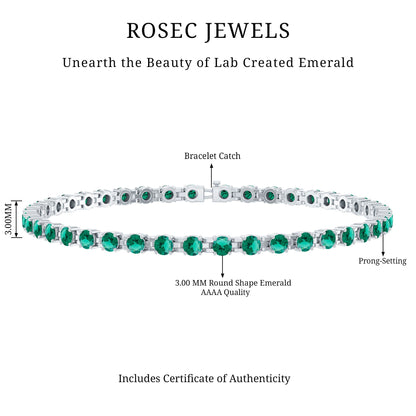 Certified Lab Grown Emerald Tennis Bracelet For Wedding