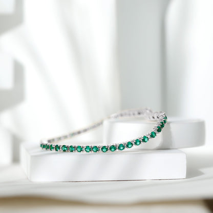 Certified Lab Grown Emerald Tennis Bracelet For Wedding
