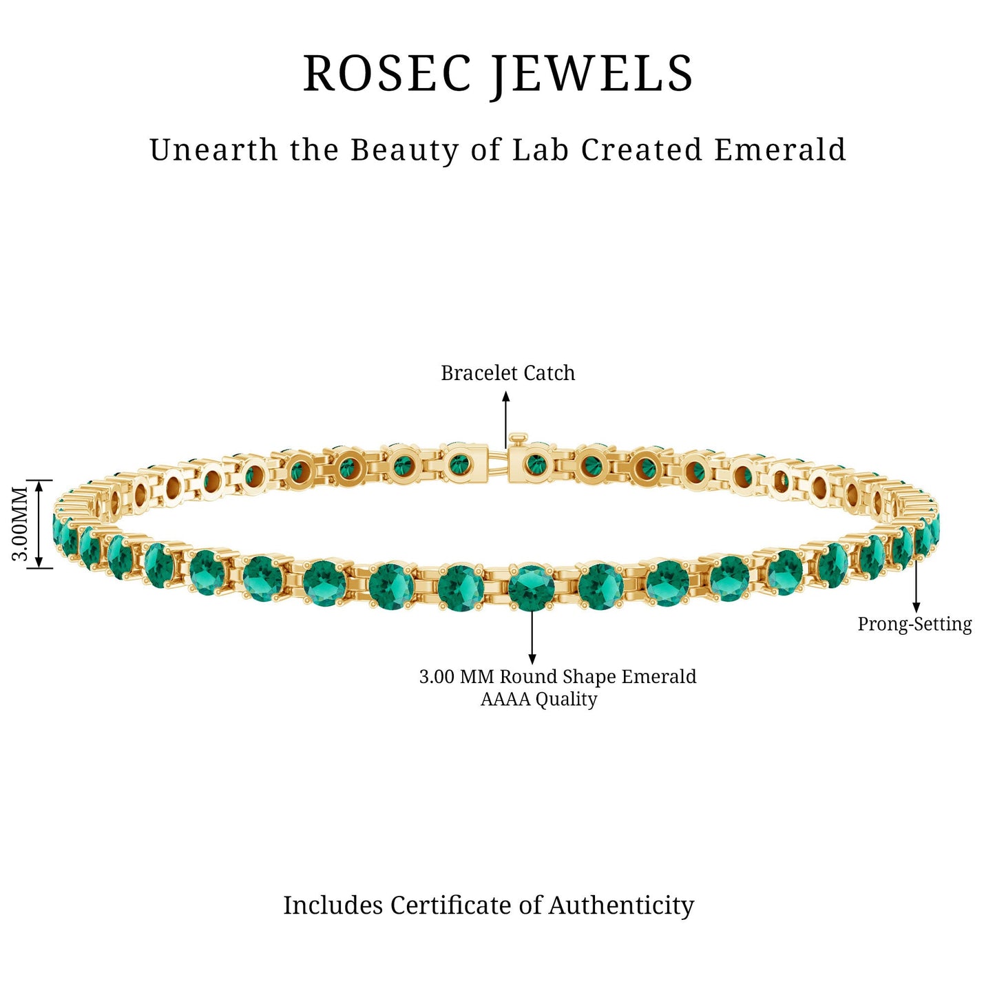 Certified Lab Grown Emerald Tennis Bracelet For Wedding