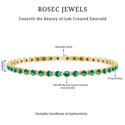 Certified Lab Grown Emerald Tennis Bracelet For Wedding