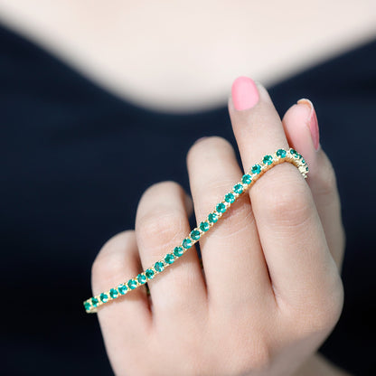 Certified Lab Grown Emerald Tennis Bracelet For Wedding