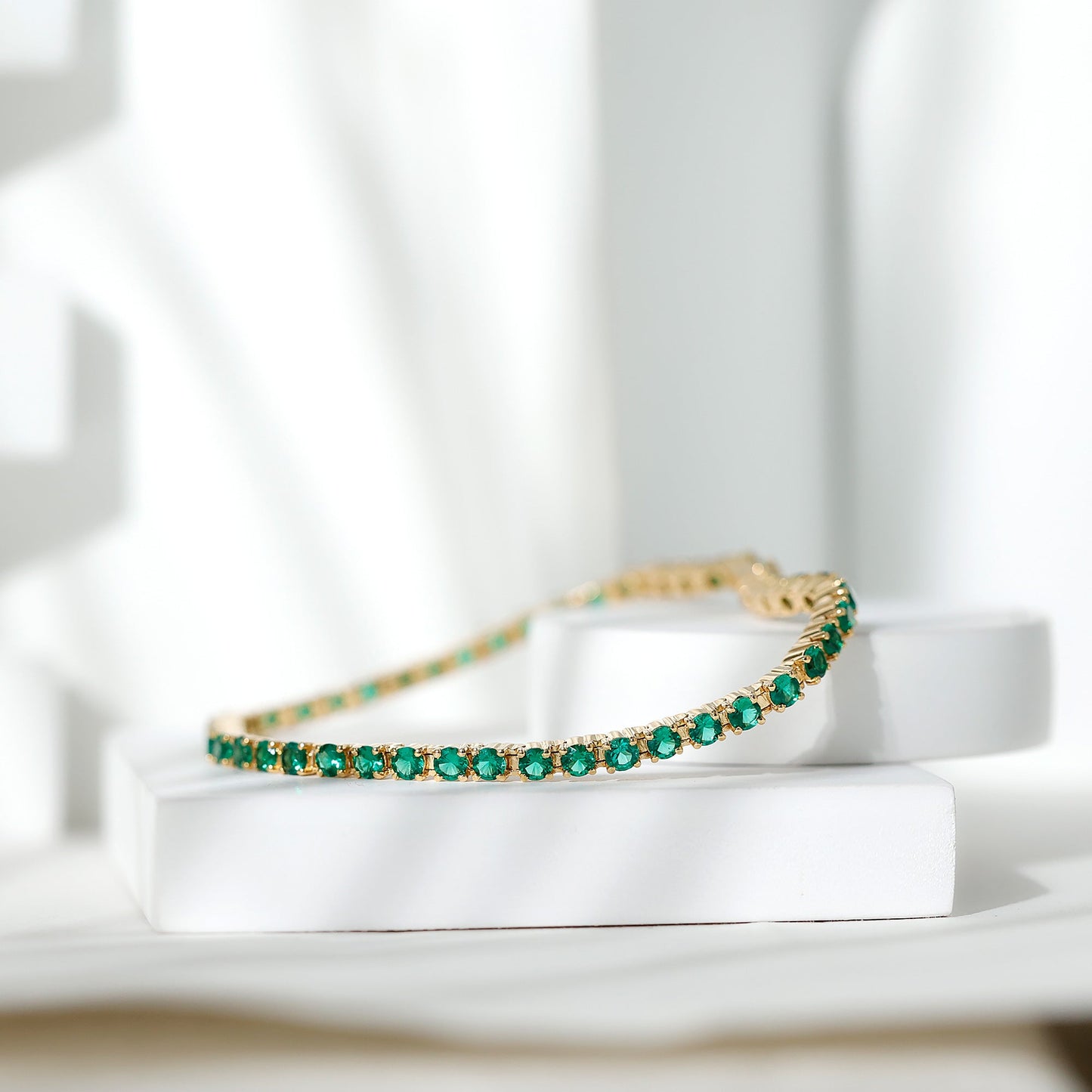 Certified Lab Grown Emerald Tennis Bracelet For Wedding