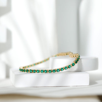 Certified Lab Grown Emerald Tennis Bracelet For Wedding