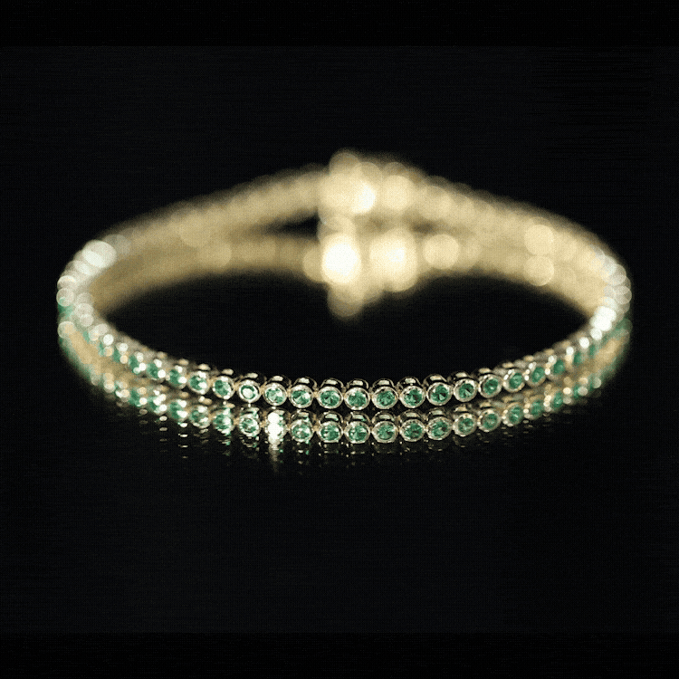 Bezel Set Lab Created Emerald Tennis Bracelet for Women