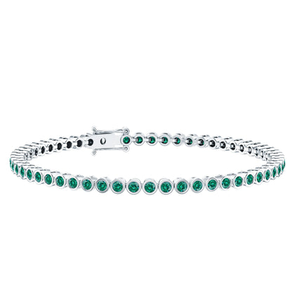 Bezel Set Lab Created Emerald Tennis Bracelet for Women