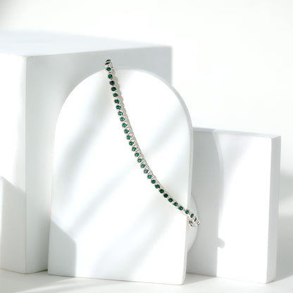 Bezel Set Lab Created Emerald Tennis Bracelet for Women