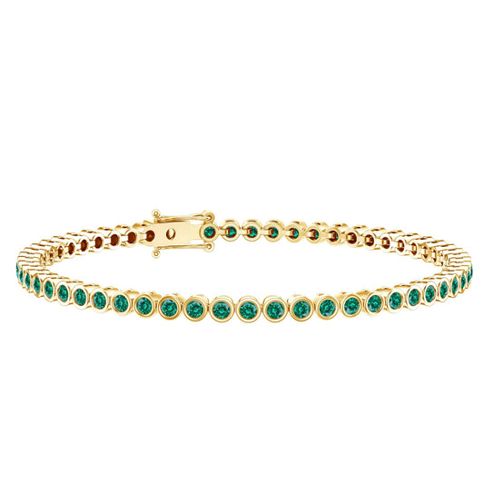 Bezel Set Lab Created Emerald Tennis Bracelet for Women