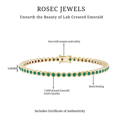 Bezel Set Lab Created Emerald Tennis Bracelet for Women