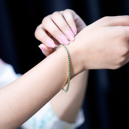 Bezel Set Lab Created Emerald Tennis Bracelet for Women