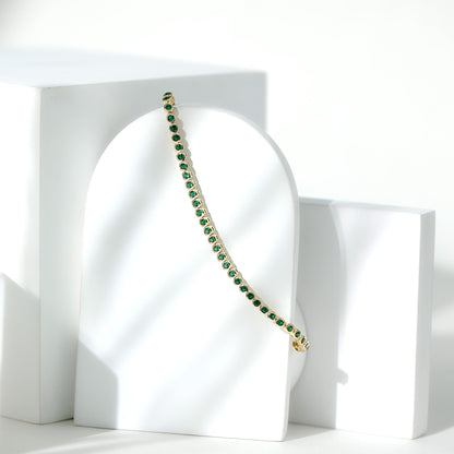 Bezel Set Lab Created Emerald Tennis Bracelet for Women