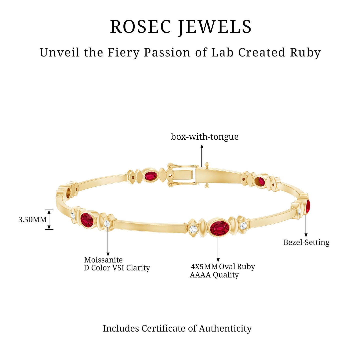 Oval Lab Grown Ruby Link Bracelet with Diamond