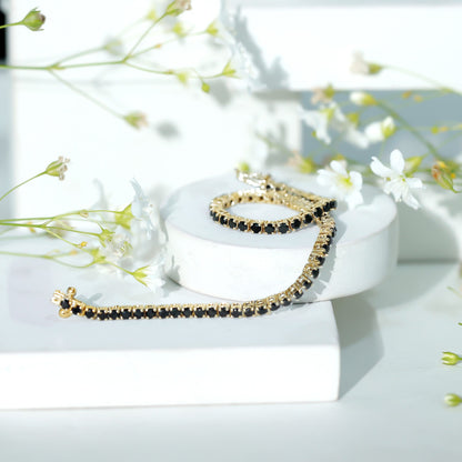Certified Round Cut Lab Grown Black Diamond Tennis Bracelet