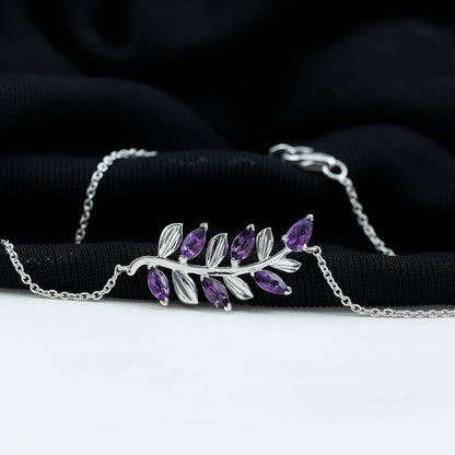 Natural Amethyst Leaf Bracelet with Certificate