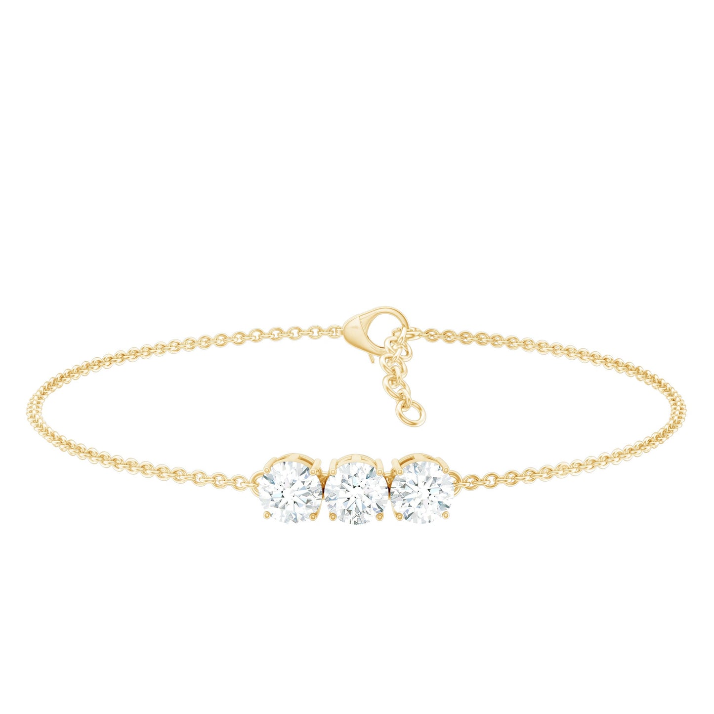 Three Stone Moissanite Chain Bracelet