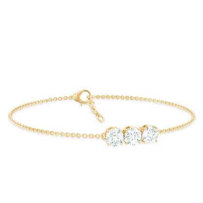 Three Stone Moissanite Chain Bracelet