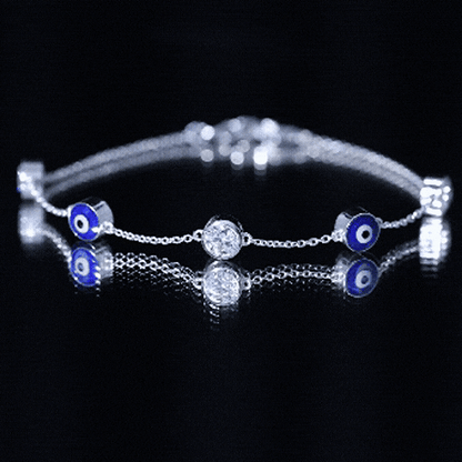 Certified Moissanite and Evil Eye Station Chain Bracelet