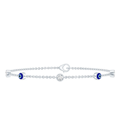 Certified Moissanite and Evil Eye Station Chain Bracelet