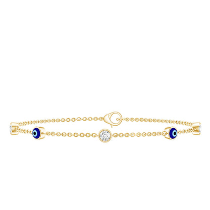 Certified Moissanite and Evil Eye Station Chain Bracelet