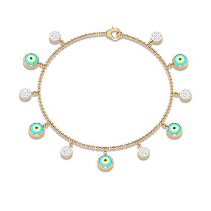 Certified Diamond Evil Eye Chain Bracelet