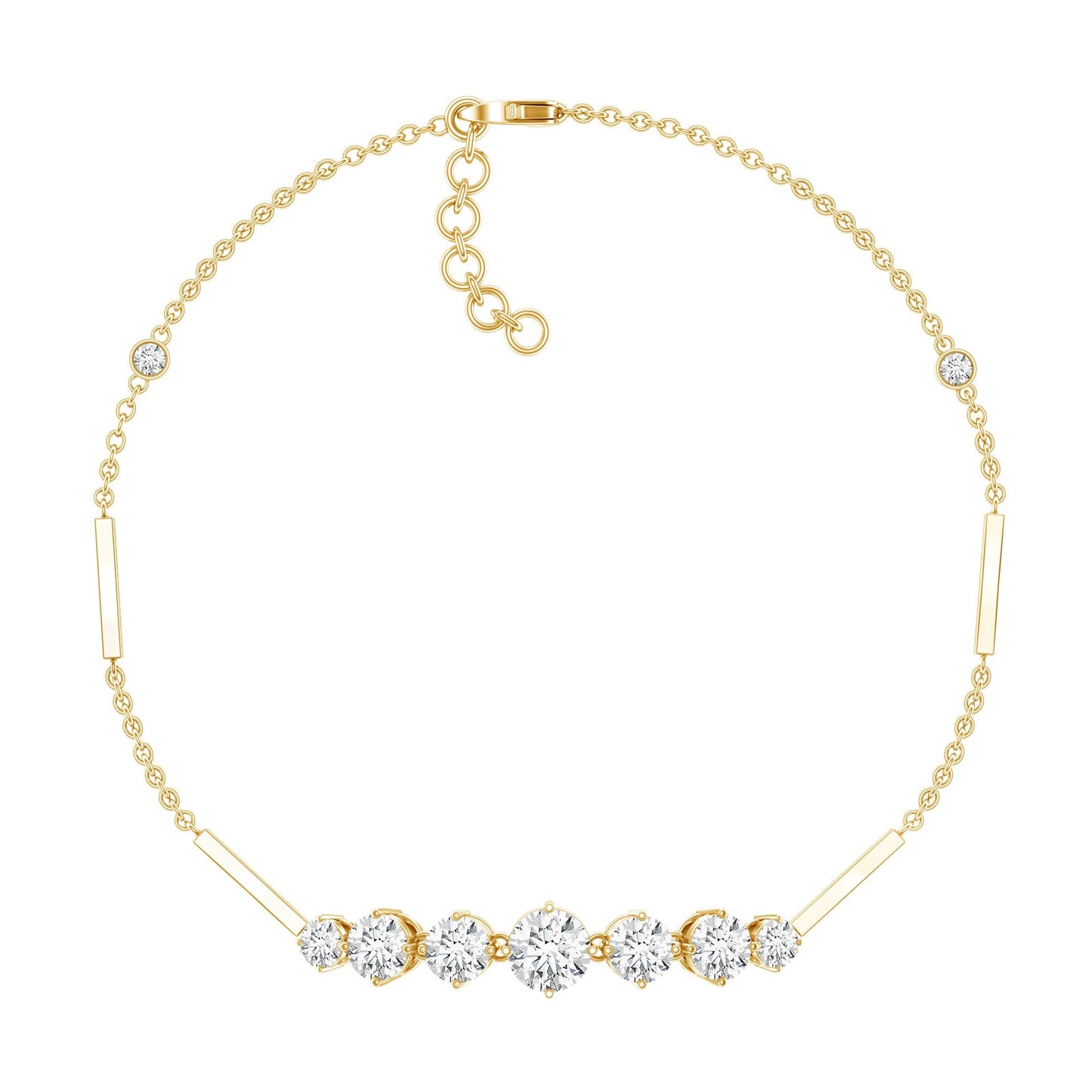 Round Moissanite Link Chain Bracelet for Women