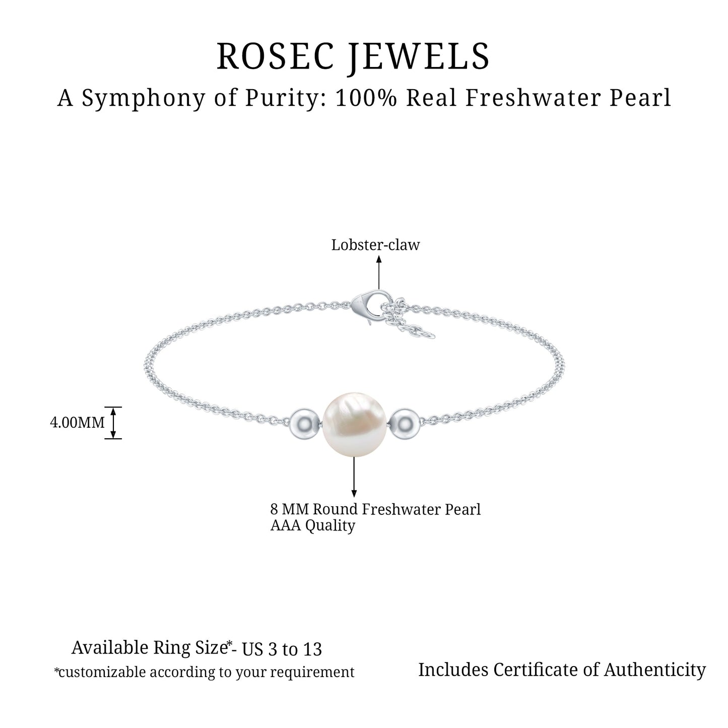 7.4 Carat Freshwater Pearl Solitaire Bolo Bracelet