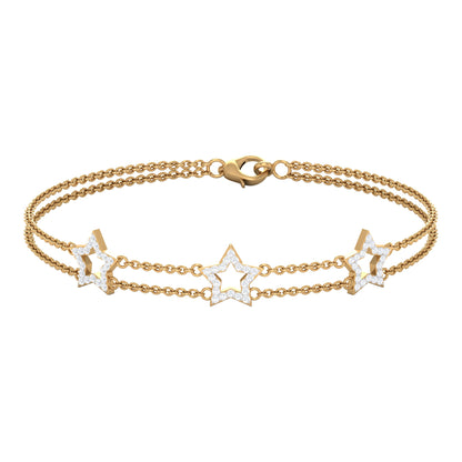 Certified Diamond Star Double Chain Bracelet