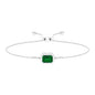 1.6 Carat Emerald Cut Lab Created Emerald Bolo Bracelet with Diamond Halo