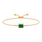 1.6 Carat Emerald Cut Lab Created Emerald Bolo Bracelet with Diamond Halo