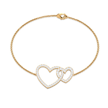Natural Diamond Two Heart Bracelet for Women