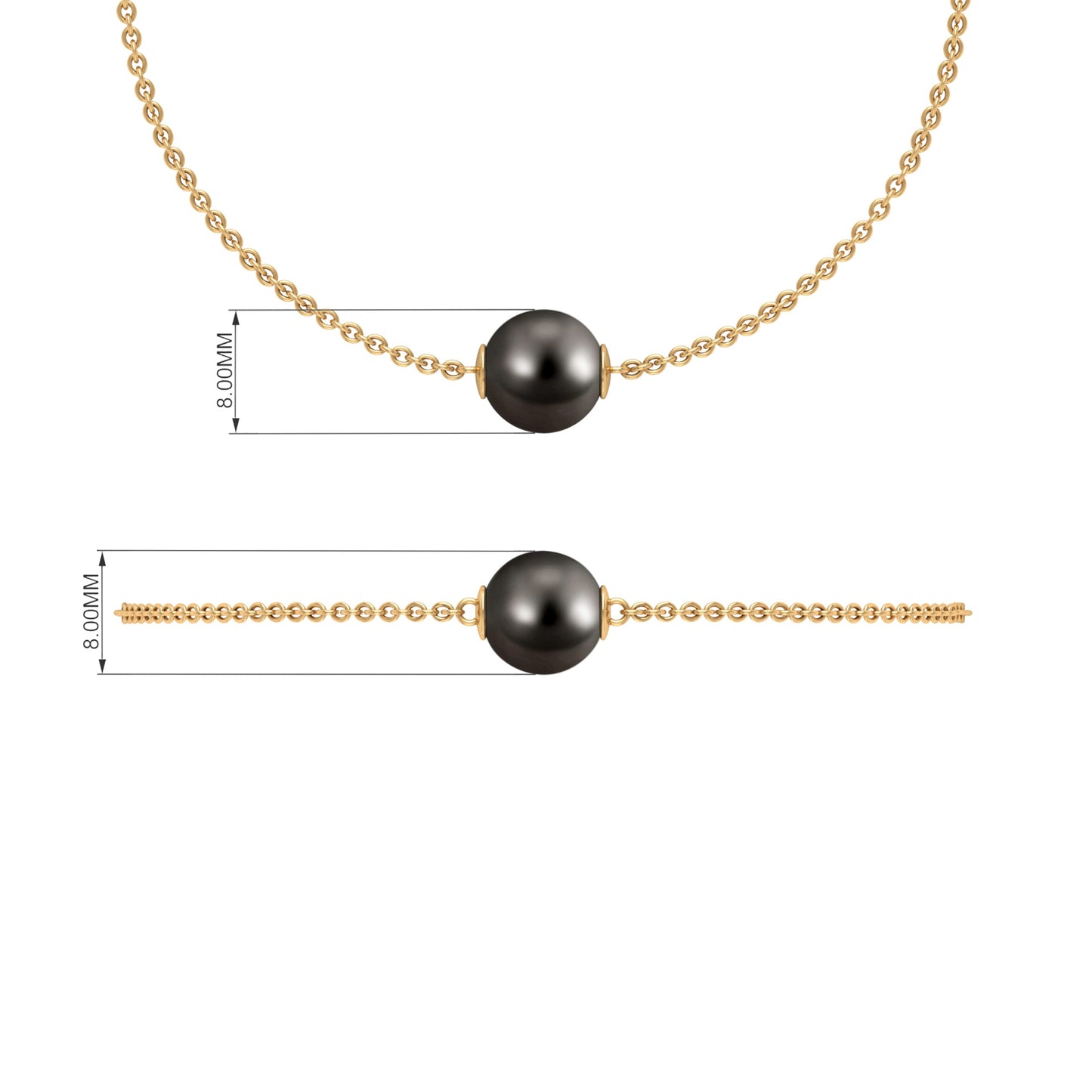 7.5 Carat Solitaire Tahitian Black Pearl Bracelet with Lobster Clasp