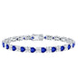 Certified Lab Grown Blue Sapphire Heart Tennis Bracelet with Moissanite