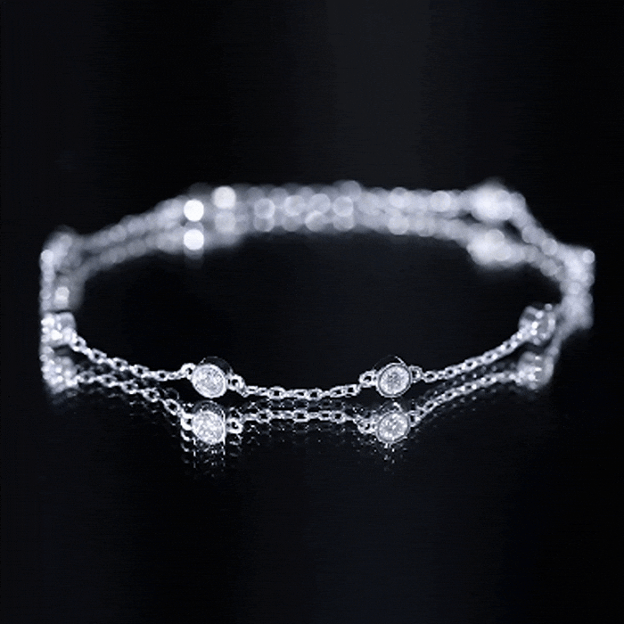 Cubic Zirconia Station Bracelet in Sterling Silver