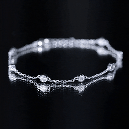 Cubic Zirconia Station Bracelet in Sterling Silver