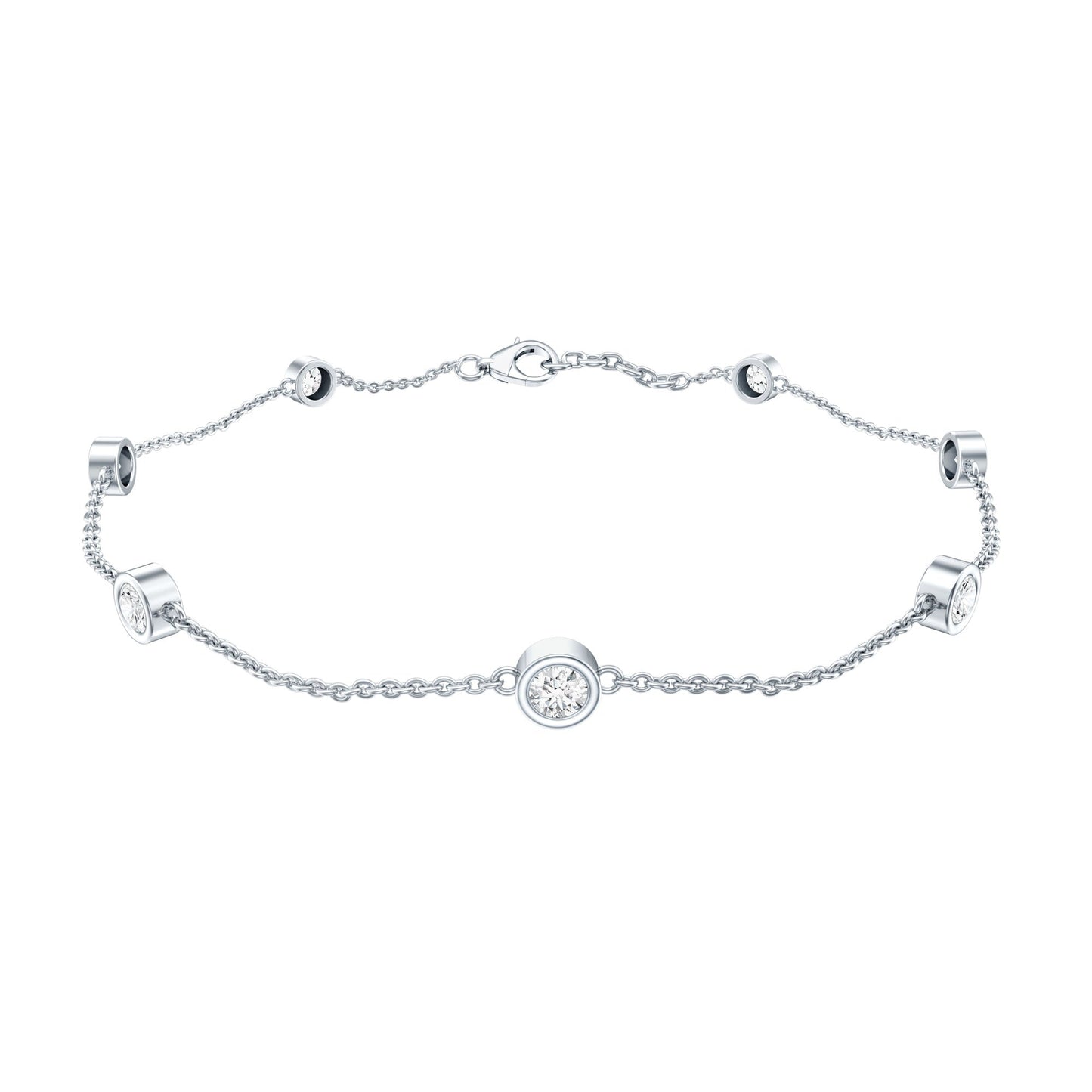 Cubic Zirconia Station Bracelet in Sterling Silver