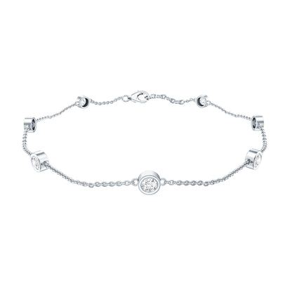 Cubic Zirconia Station Bracelet in Sterling Silver