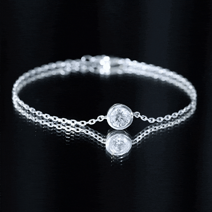 Bezel Set 1.3 Carat CZ Diamond Solitaire Chain Bracelet